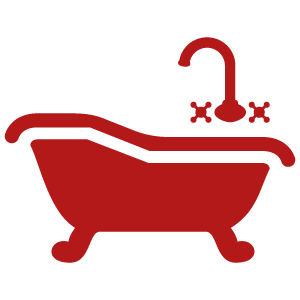 red tub and shower faucet icon